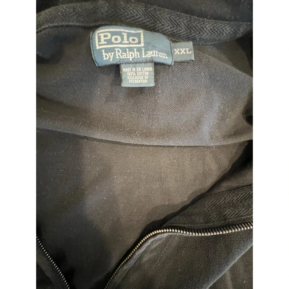 Ralph Lauren Polo Hoodie Men's XXL Big Black Full Zip Sweater Sweatshirt Pony‎